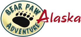 Logo for Bear Paw Adventure Alaska featuring a bear paw print.